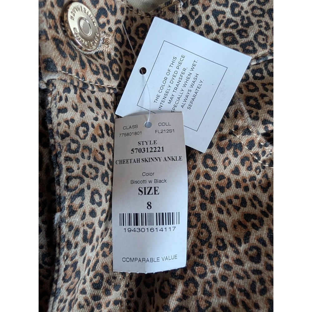 White House Black Market Women's Pants Size 8 Cheetah Skinny Ankle Denim - Picture 4 of 8
